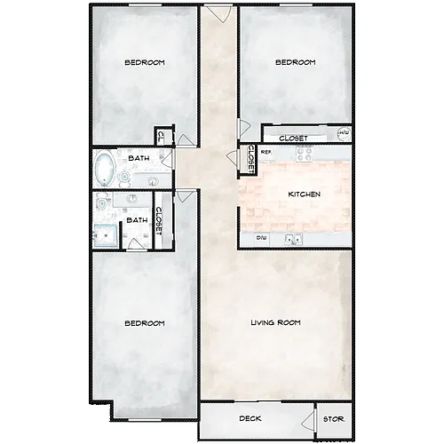 Floor plan 3 Bed 1.5 Bath