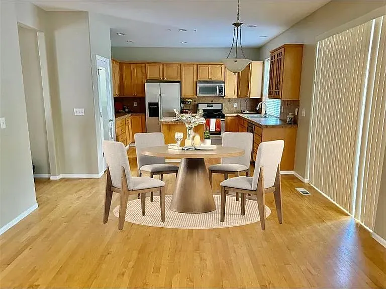 large kitchen with seperate dining area.