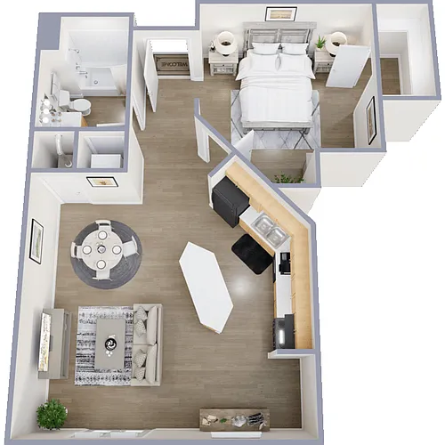 Floor plan 1 Bed 1 Bath B