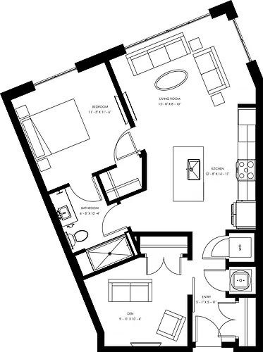 Floor plan A6 - One Bedroom + Den