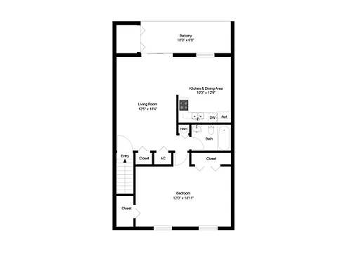 Floor plan One Bedroom 2nd Floor