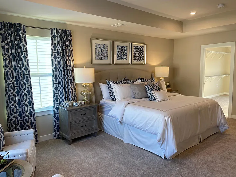 PRIMARY Bedroom #1 is spacious and bright with Large Windows, Tray Ceiling, LED Lights and Huge Walk-in Closet!