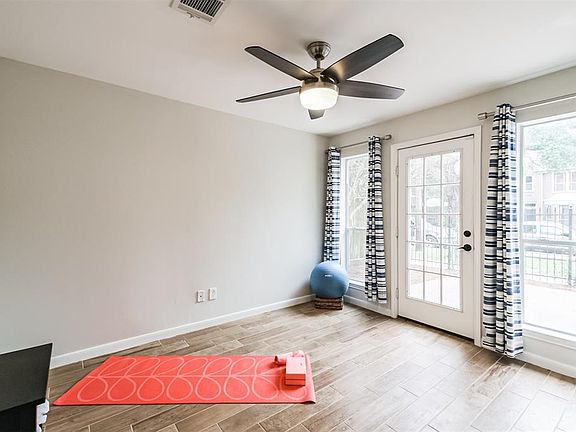 The recently repainted first floor bedroom with could also be used as a home office or gym.