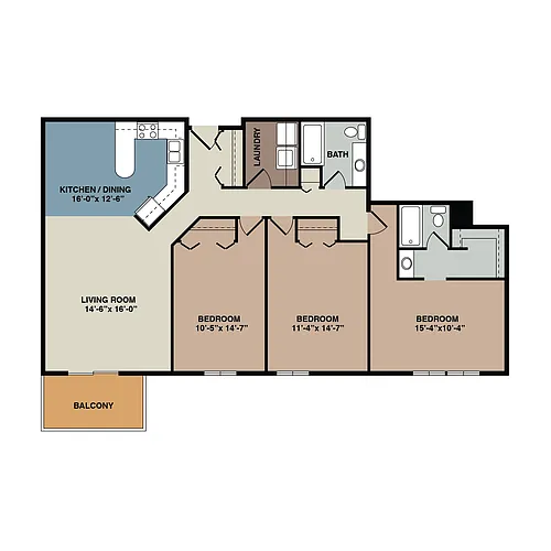 Floor plan 3A - 3 Bedroom
