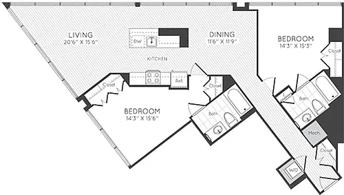Floor plan 2 Bed/2 Bath