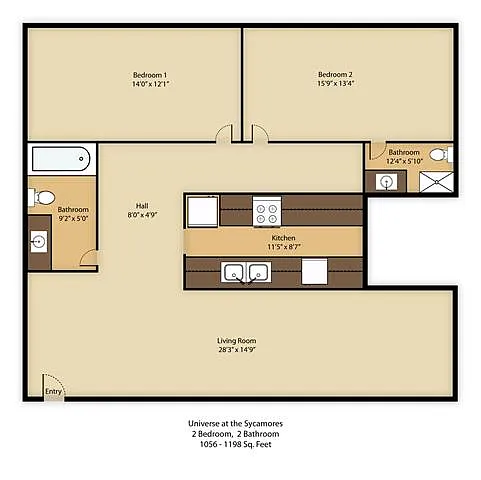 Floor plan 2BR 2BA