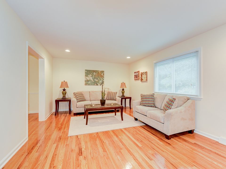 Living room with refinished hardwood floors