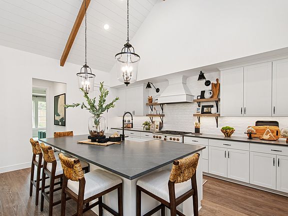 Kitchen with pendant lighting and spacious island