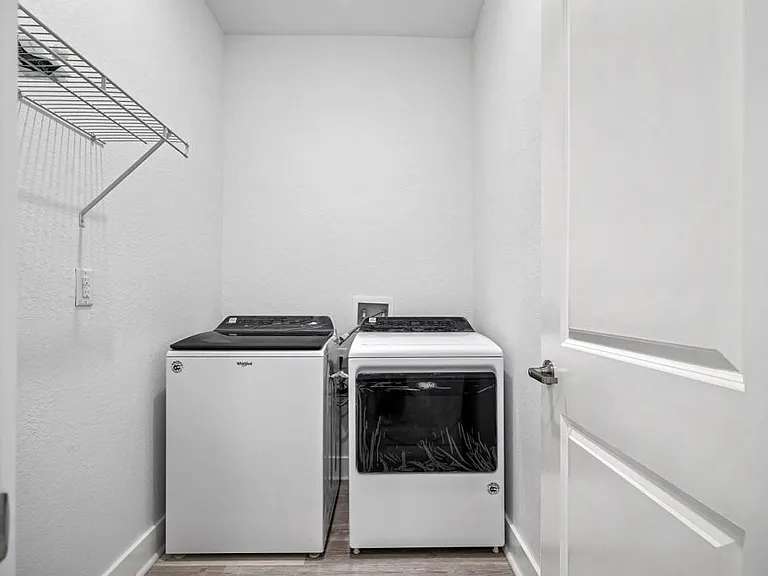 In unit washer and dryer. Space for additional storage