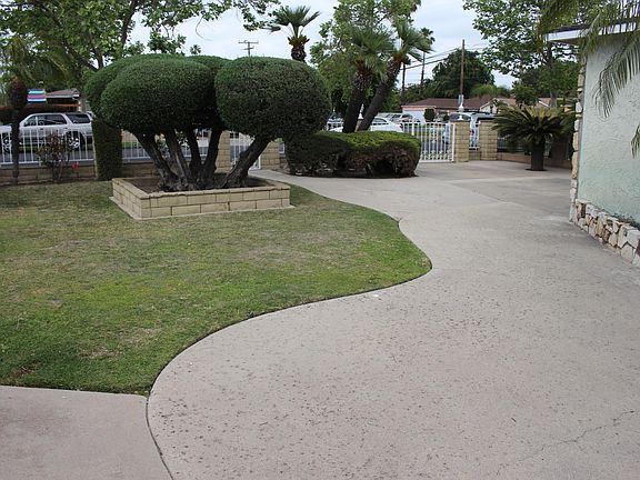 Inside fenced in front yard.