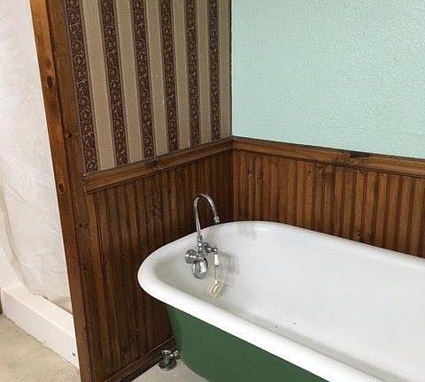 Antique clawfoot tub & walk-in shower