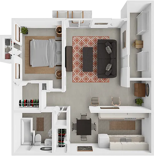 Floor plan 1 Bed 1 Bath Small