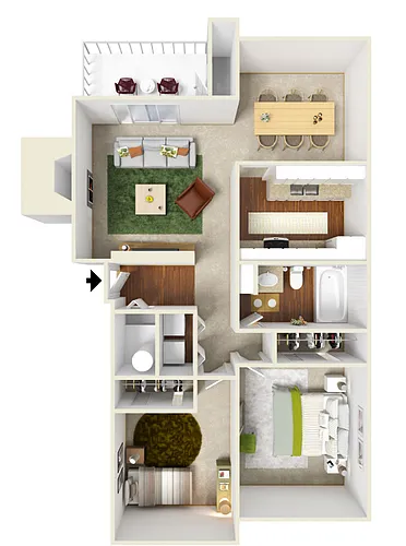 Floor plan 2 Bed 1 Bath
