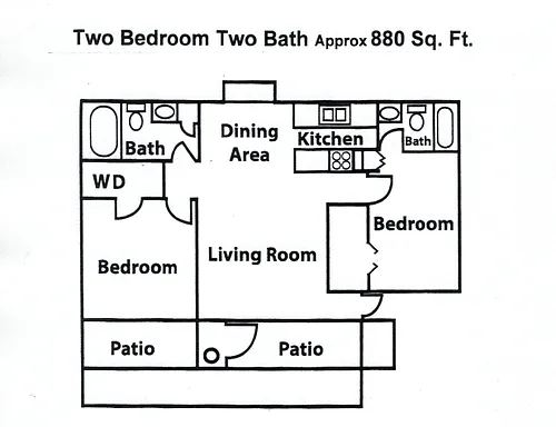 Floor plan Two Bedroom Two Bathroom
