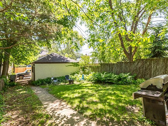 Back yard with a 2-car detached garage
