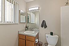 Experience the elegance of a modern bathroom designed for relaxation and convenience. Experience the elegance of a modern bathroom designed for relaxation and convenience.
