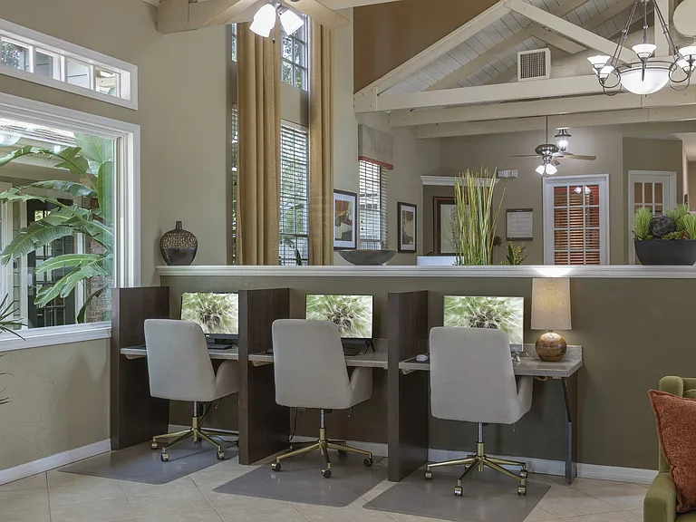 Business center with personal workspaces
