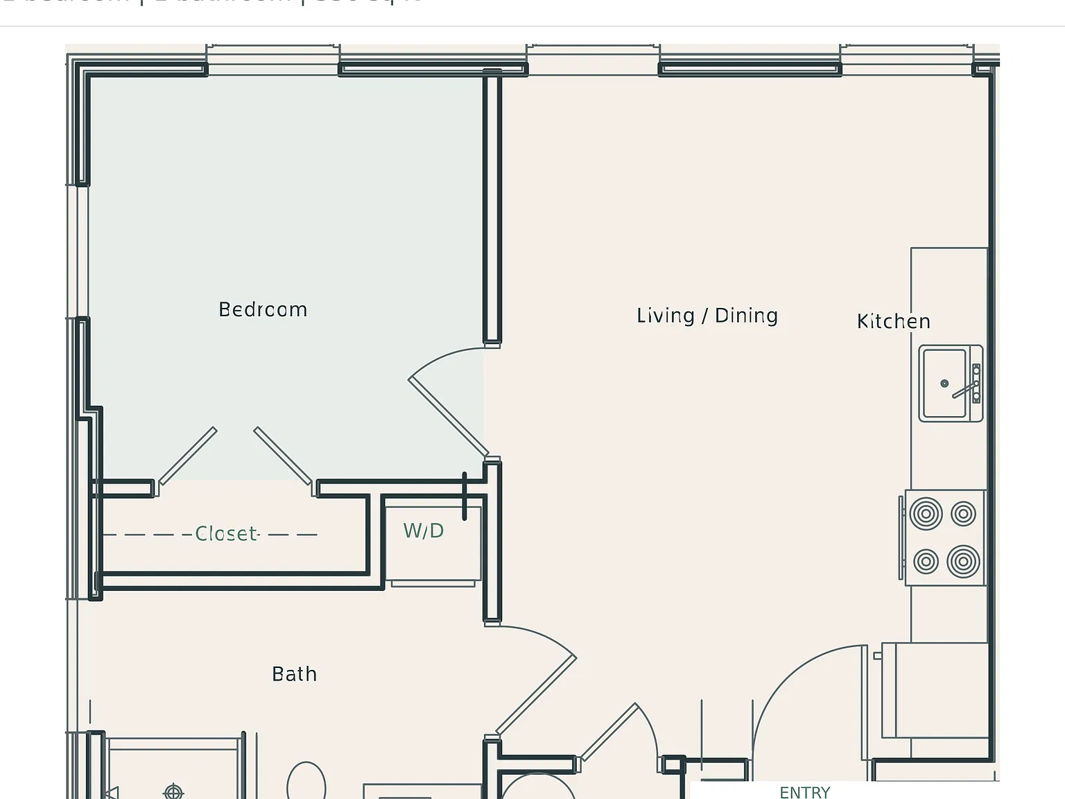 1 bed, 536 sqft, $1,825 — Photo 2