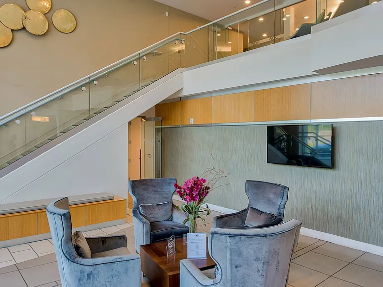 The lobby welcomes residents and guests