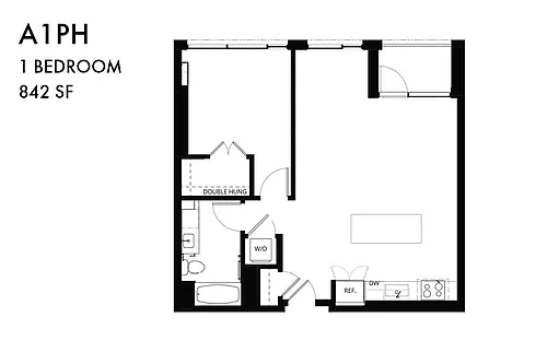Floor plan Penthouse 1 Bedroom A1ph