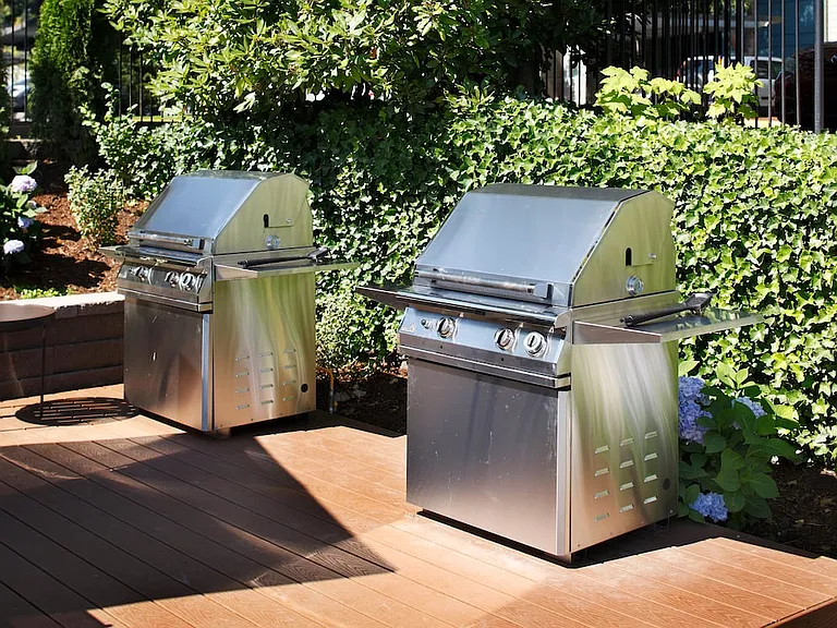 Outdoor seating area with grills
