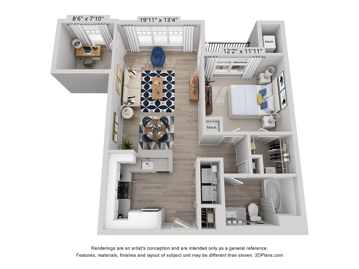 Floor plan A1 Den Renovated