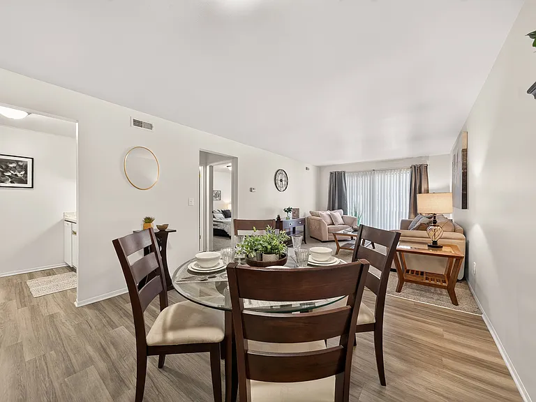 Spacious dining and kitchen area at Eastwood Village Apartments in Clinton Township, MI.