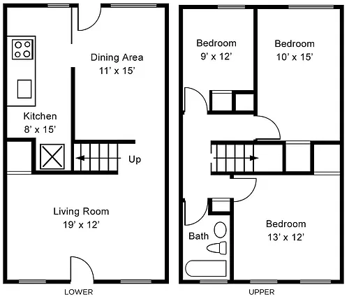 Floor plan 3BR/1BA