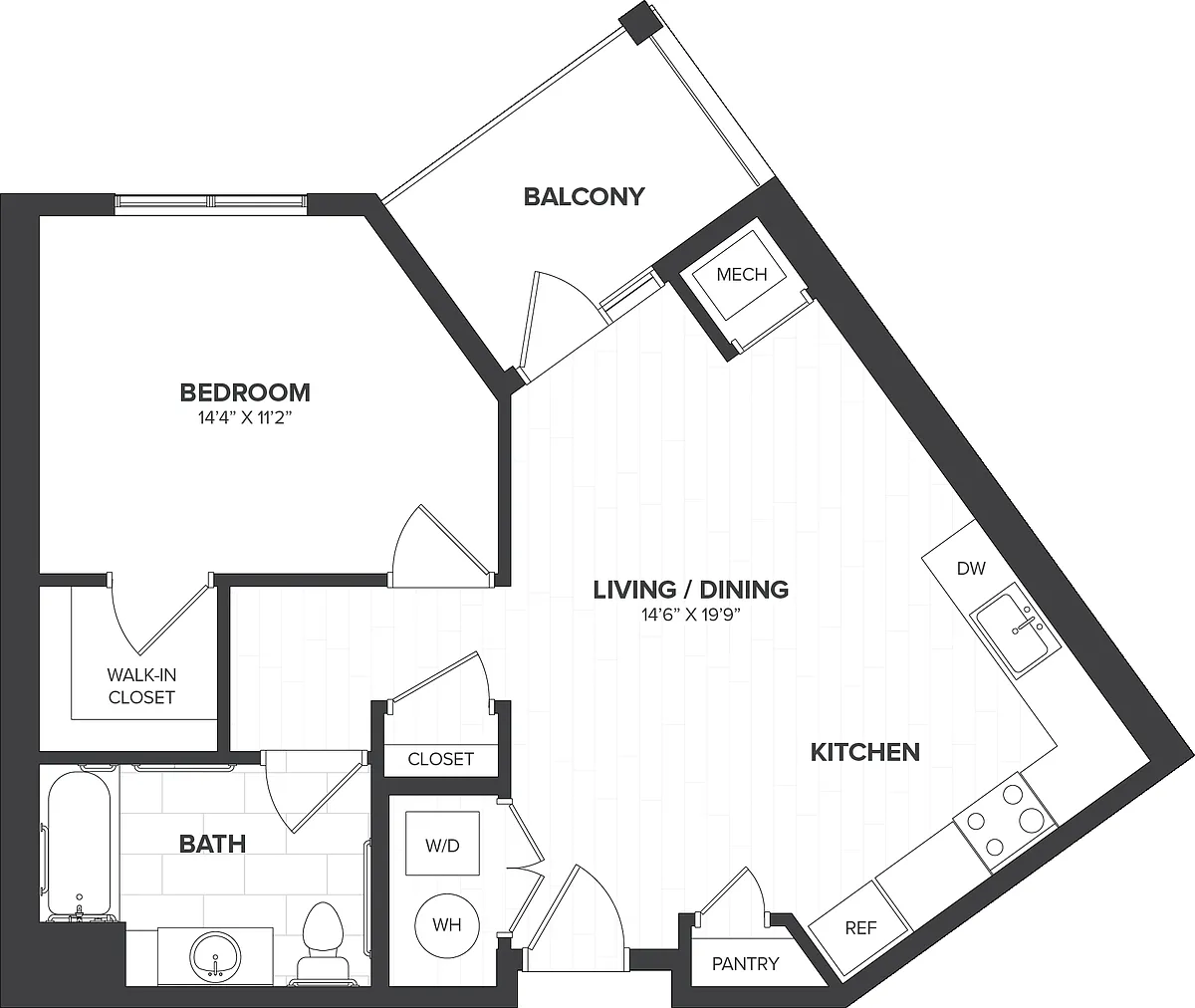 Floor plan 1 Bed/1 Bath-A4