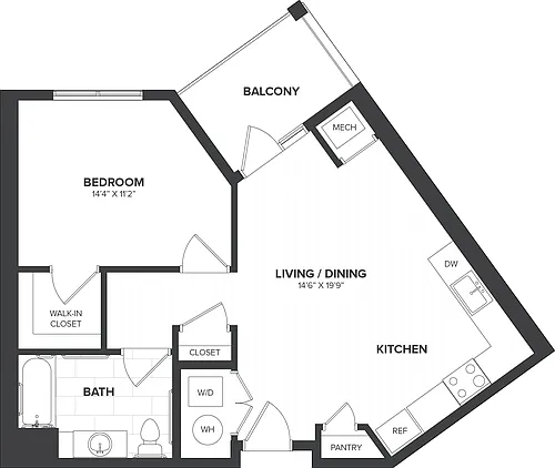 Floor plan 1 Bed/1 Bath-A4