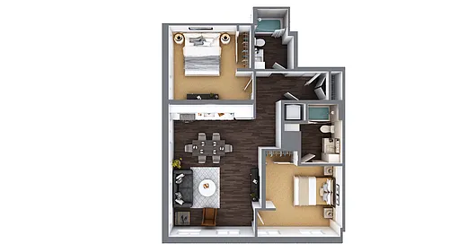 Floor plan 2 Bed 2 Bath A
