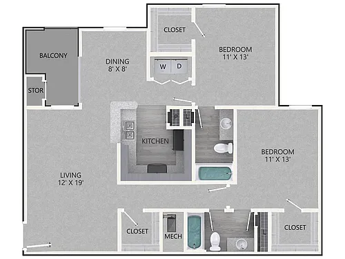 Floor plan 2 BEDROOM