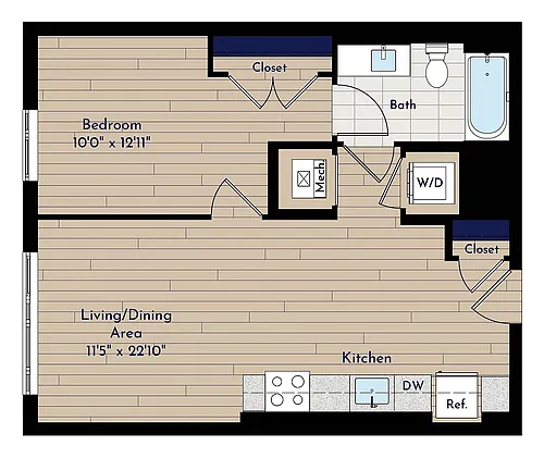 Floor plan A 1BR-C Visual Hearing