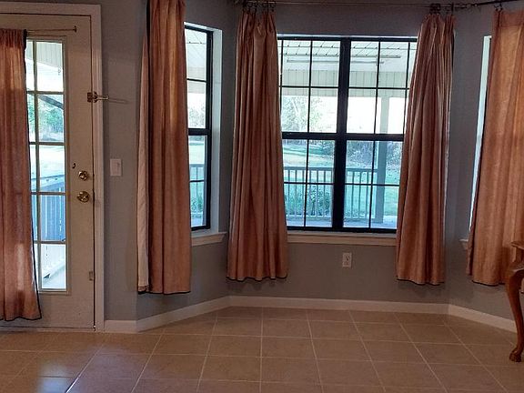 Living room with bay window.