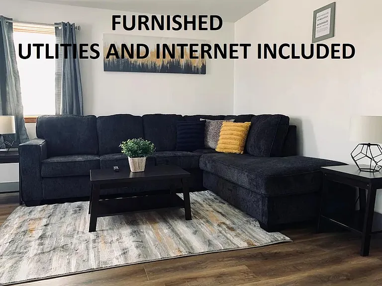 Modern living room with a cozy sectional couch!