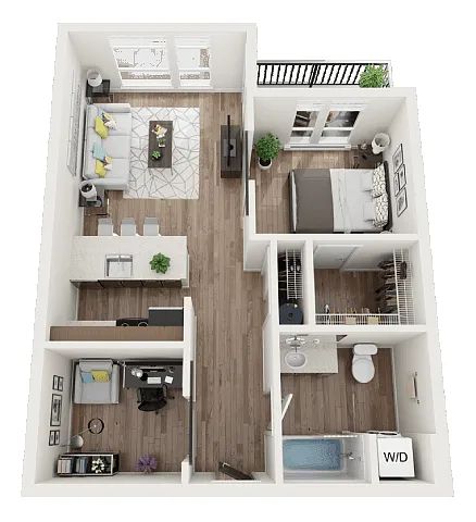 Floor plan 1 x 1 Den