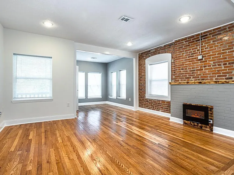 Living room with hardwood