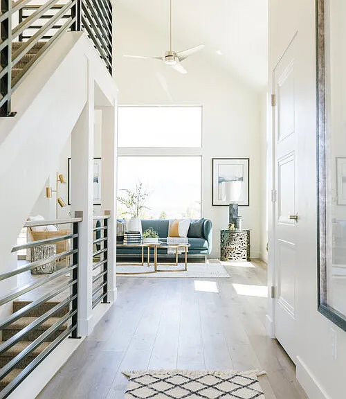 Vaulted ceilings with big windows make it bright and open
