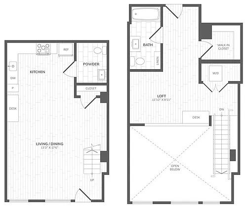 Floor plan 1 Bed - 1.5 Bath