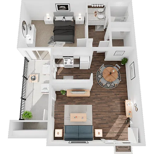 Floor plan 1 Bed 1 Bath