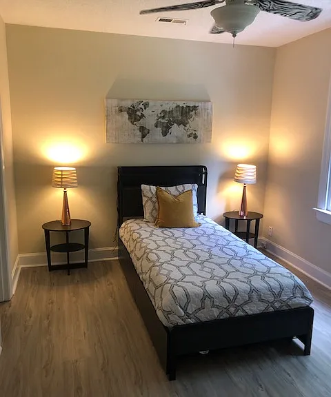 Twin bed in second bedroom