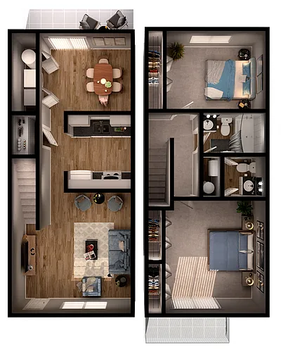 Floor plan 2 Bed 1.5 Bath