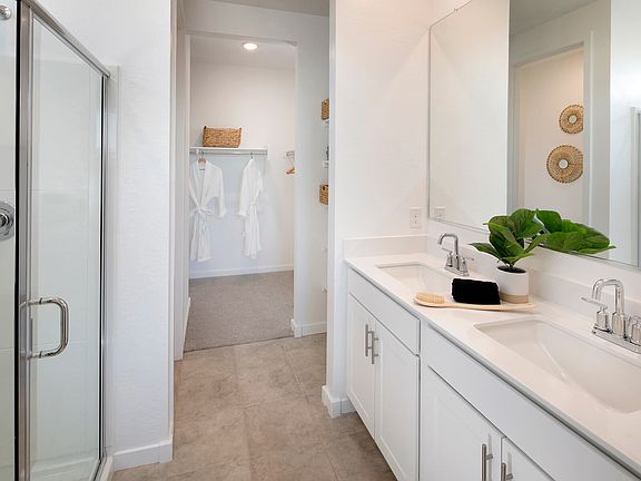 Primary Bath in Carson floorplan modeled at The Enclave on Olive.