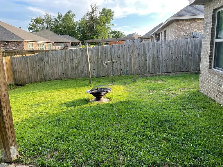 Firepit and kids swing set