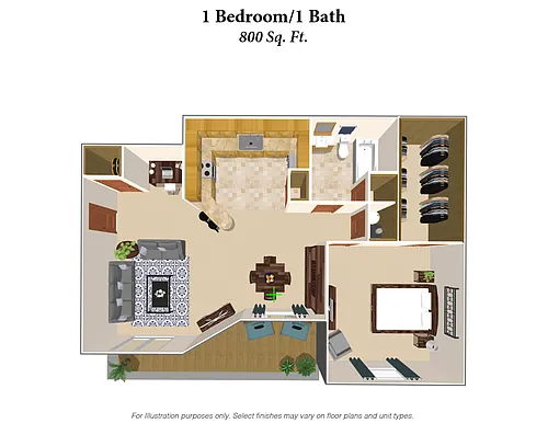 Floor plan 1 Bedroom, 1 Bath - 800SqFt Phase 2 & 3