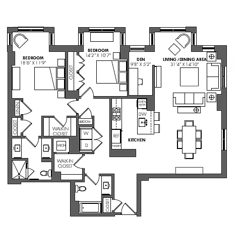 Floor plan 2 Bed/2 Bath