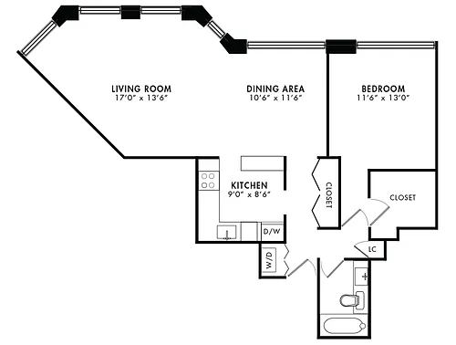 Floor plan 1-BR/1BA