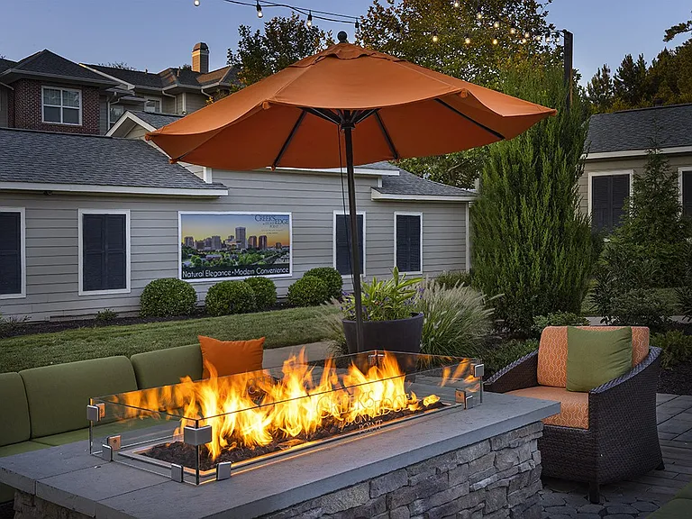 Outdoor fire pit with lounge seating