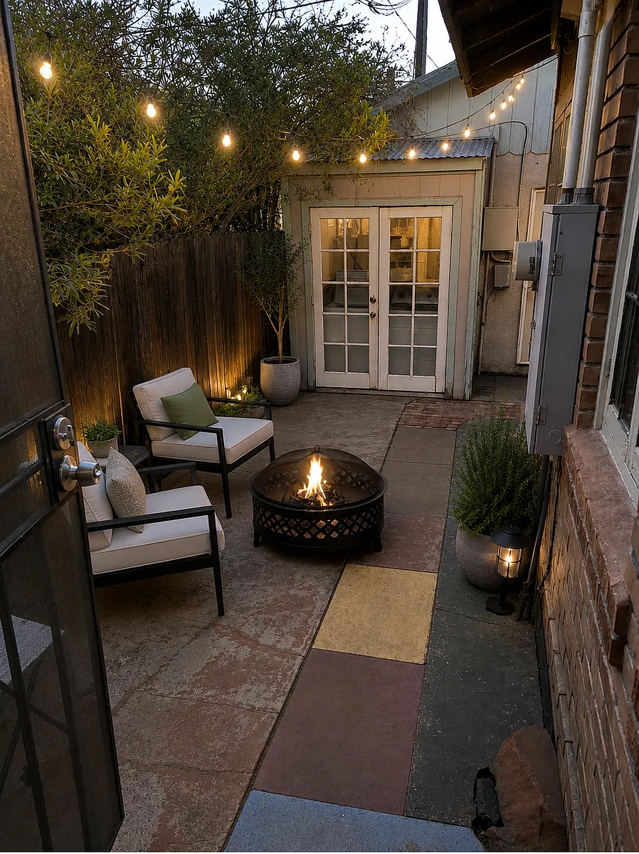 Back yard with washer dryer behind French glass doors - 2546 N Dayton St