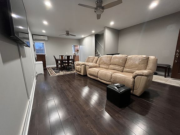 Integrated living-dining layout.